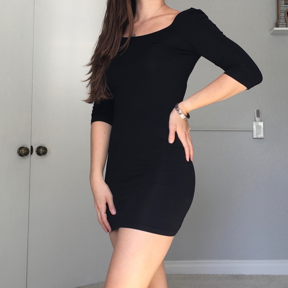Black mid sleeve dress
